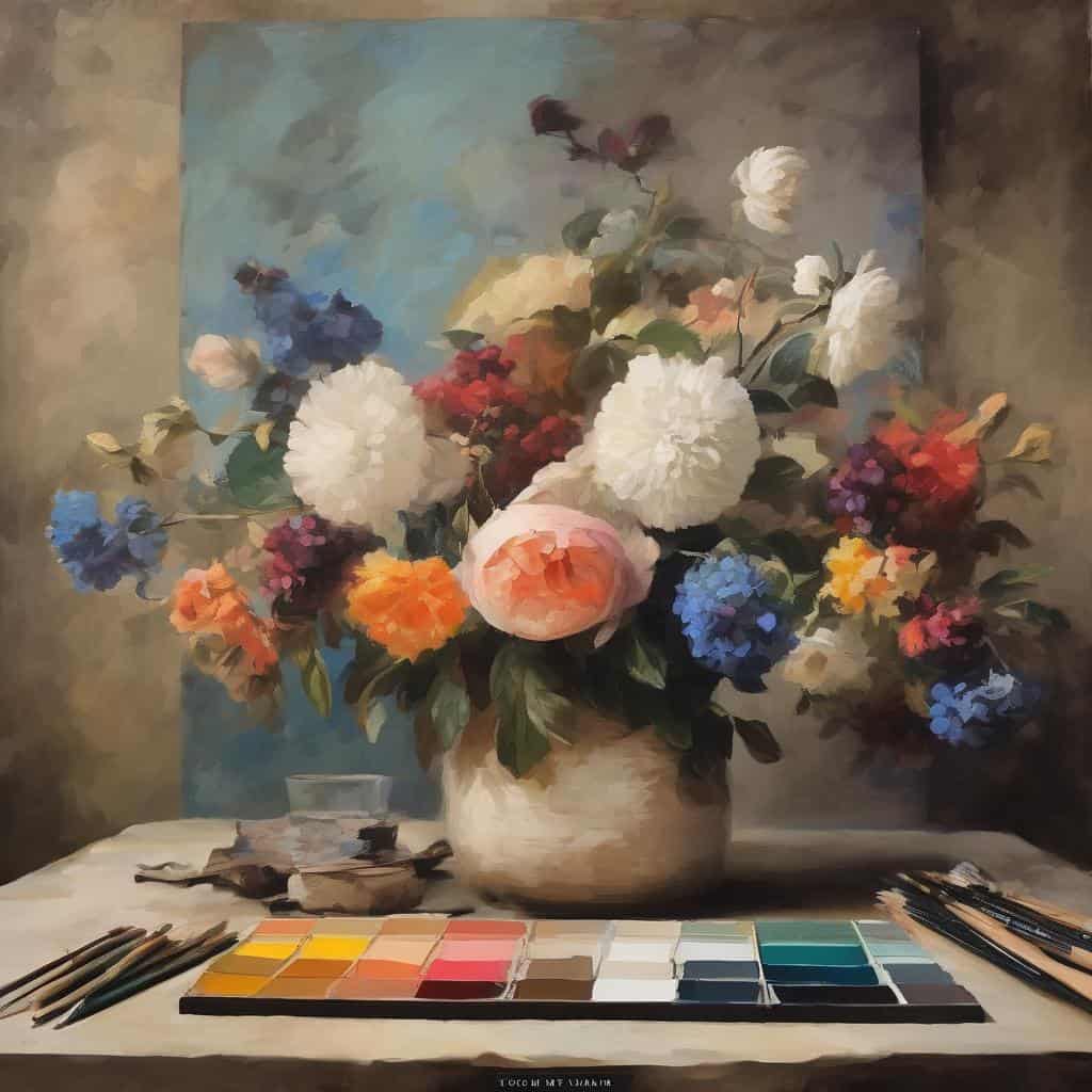 Ζωγραφική λουλουδιών, οικολογική τέχνη, περιβάλλον, βιώσιμη δημιουργία, τέχνη και φύση, environmentally friendly art, eco-friendly artwork, floral painting, sustainable art techniques.